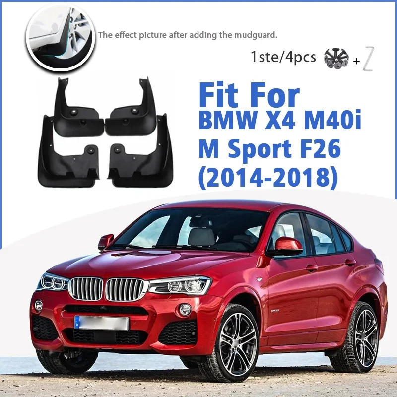 

For BMW X4 M40i M Sport F26 2014 2015 2016 2017 2018 Mud Flap Guards Splash Mudguard Fender Mudflaps Car Accessories 4pcs