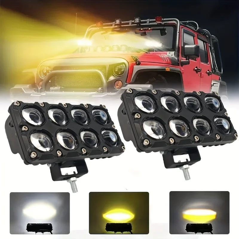 Dual Color LED Work Light Bar/Pod Driving Fog Spot Lamp for Truck Car Motorcycle ATV SUV Boat Tractor Forklift Offroad