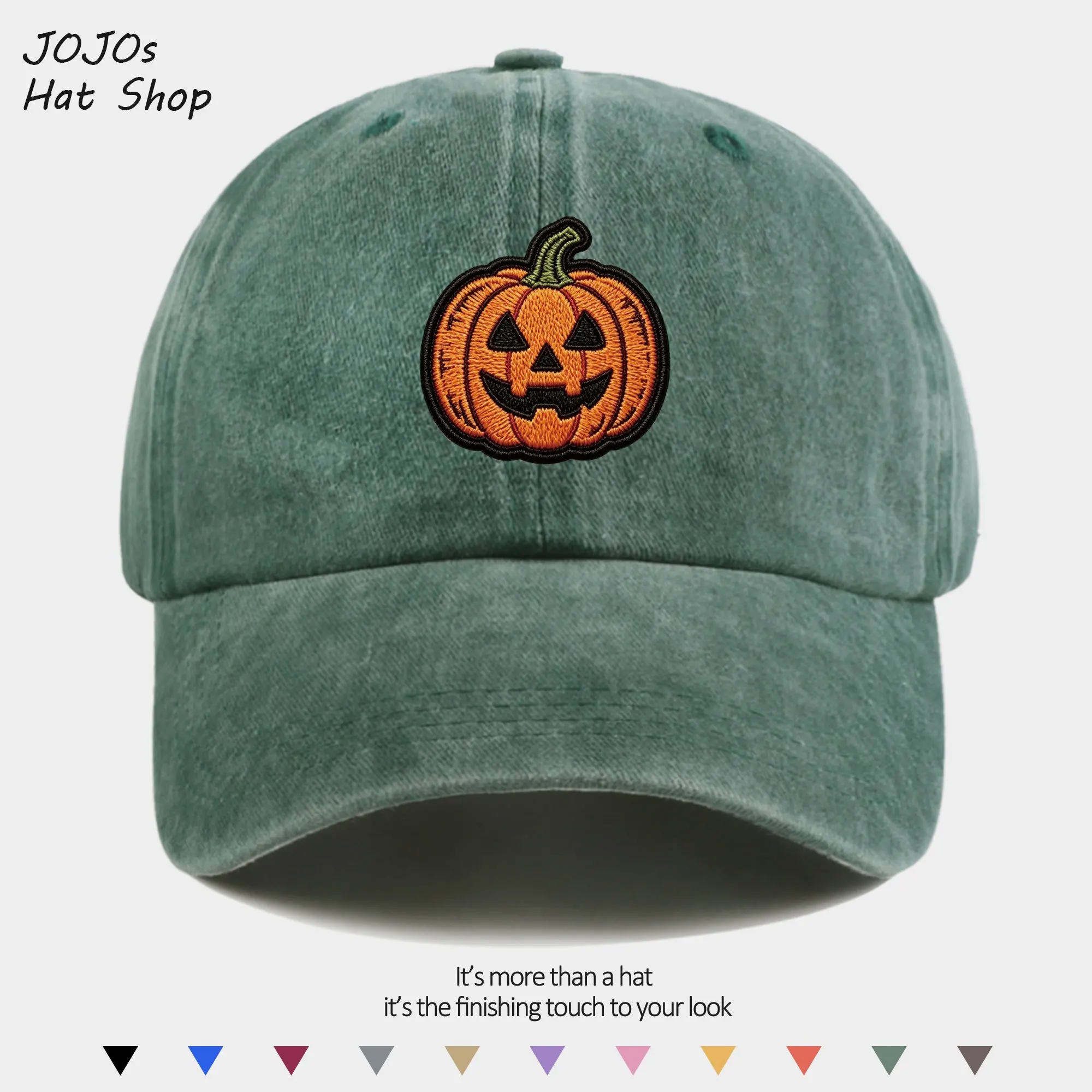 Customization 1pc Orange Whimsical Pumpkin 3D Embroidered Print, Full Of Halloween Atmosphere. The Back Adjustable Buckle Allows