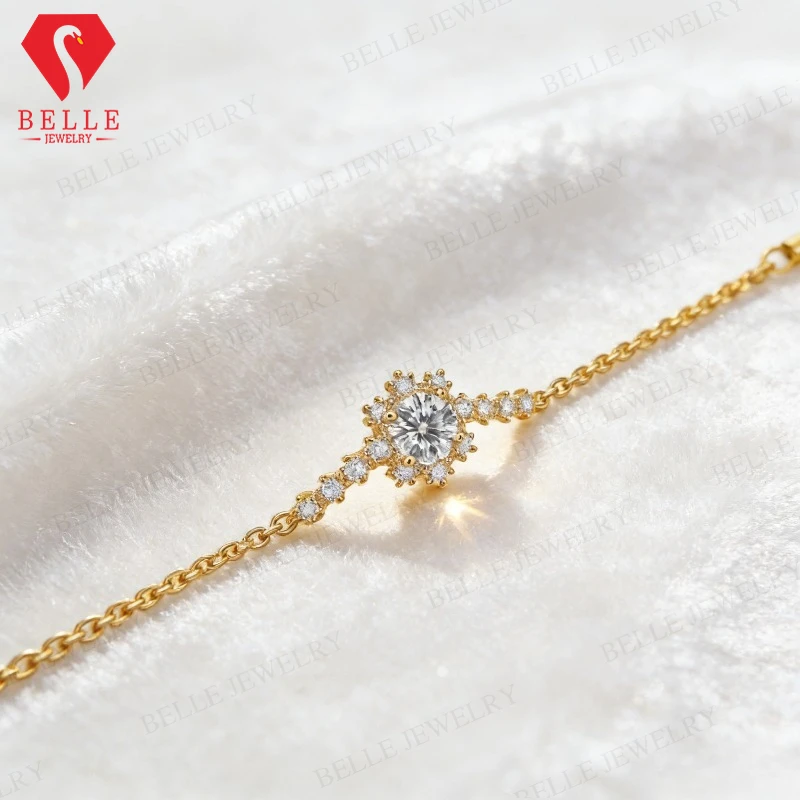 D Color VVS1 Clarity Moissanite Bracelet 925 Sterling Silver Round Cut  Fashion Jewelry Gift For Women Anniversary Daily Wear
