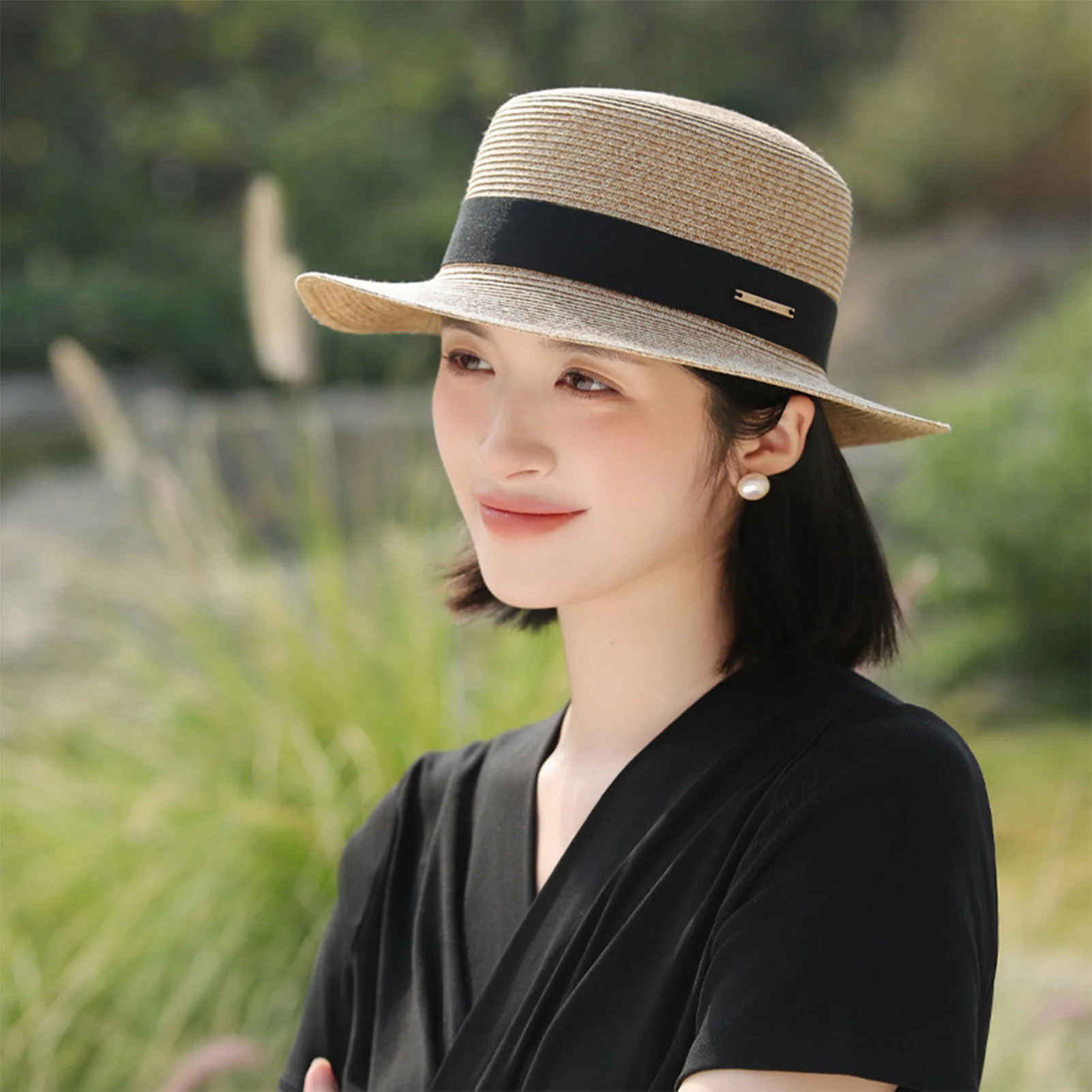 

Summer Beach Straw Sun Hat Multicolor Ribbon Design Sunshade Straw Hats for Vacation Beach Travel Outdoor