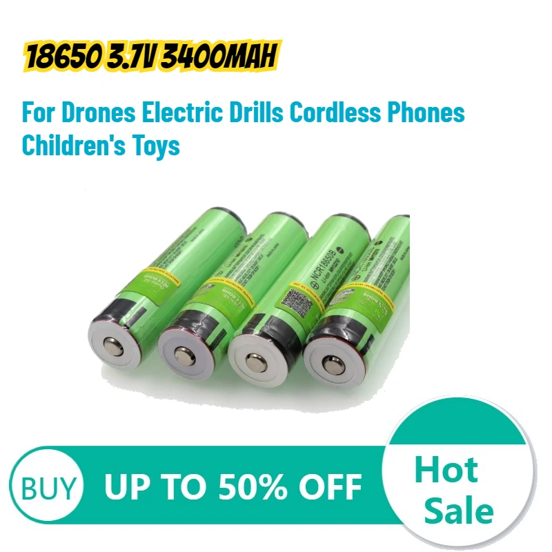 

Литиевая батарея 18650 3.7В 3400мАч с платой защиты PCB NCR18650B для дронов, электродрелей, беспроводных телефонов, детских игрушек
