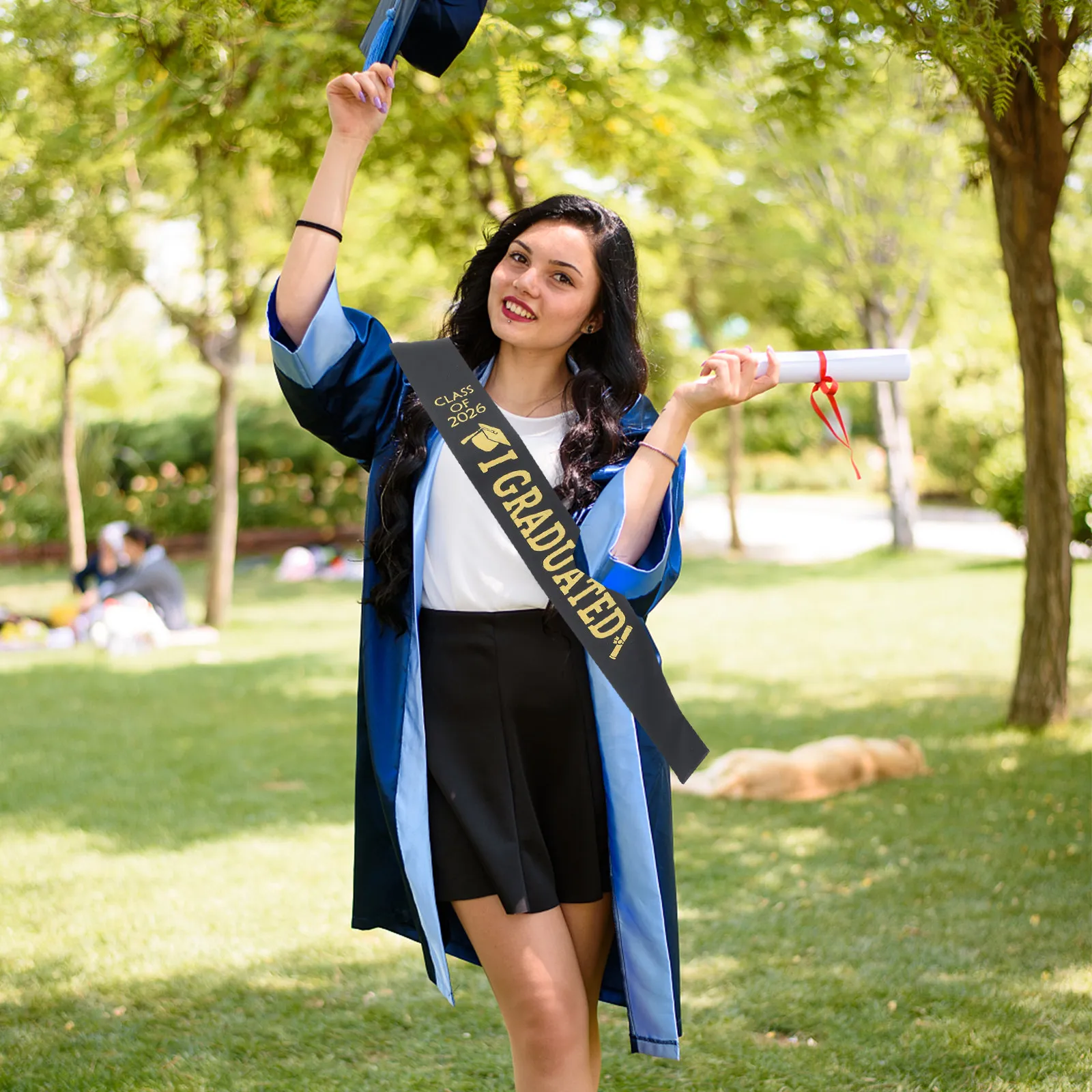 

10 шт. черных атласных лент для выпускников 2026 года, сувениры для выпускного вечера, ленты для торжества выпускников, реквизит для фотозоны на выпускной