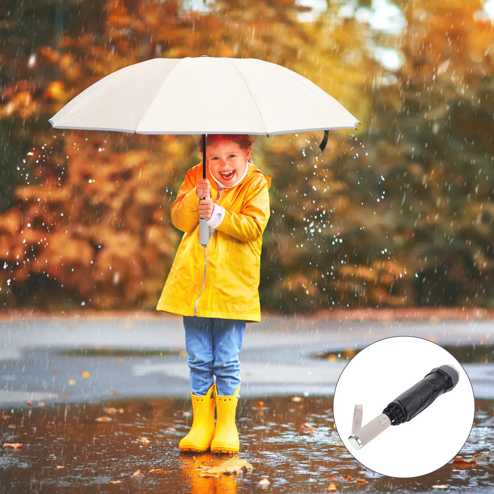 

10-Rib Reverse Folding Umbrella For Travel Sun Rain Protection Uv Portable Compact Lightweight Outdoor Parasol