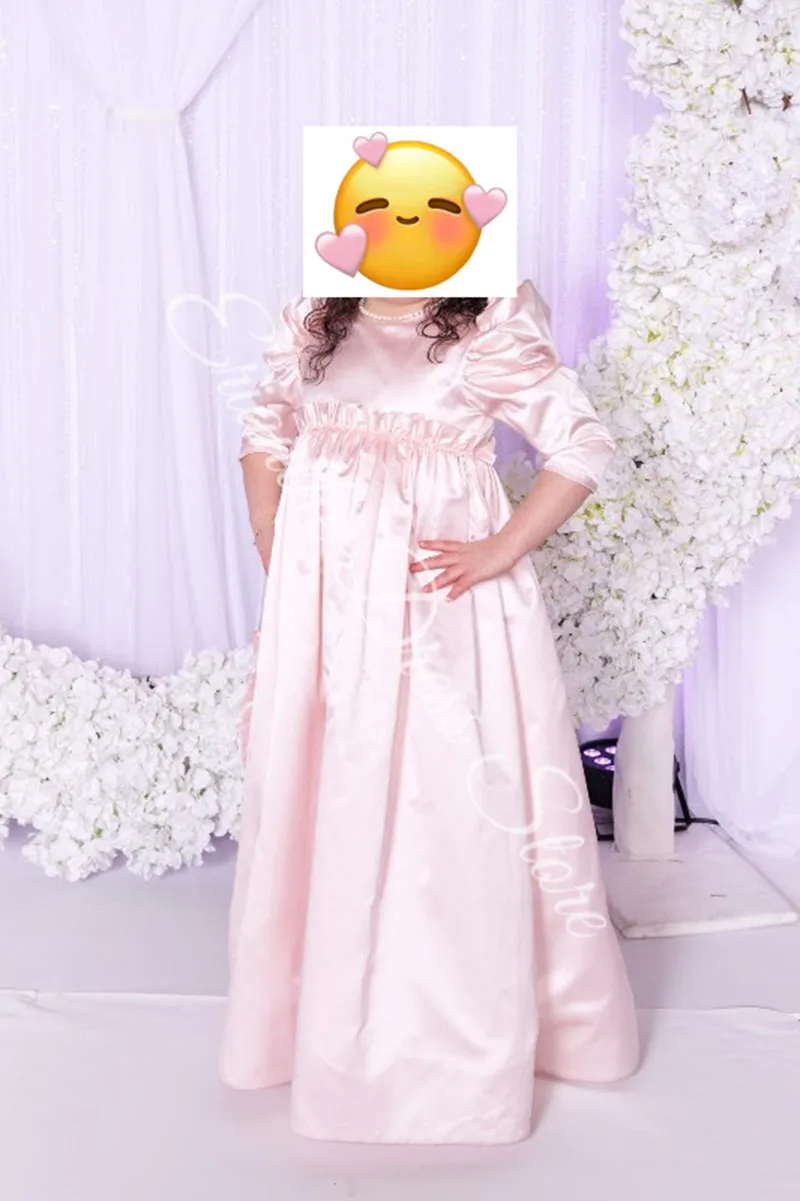 Robe à fleurs élégante pour filles, pour mariage, taille haute, en Satin, longueur au sol, fête d'anniversaire pour enfants, robes de bal de première Communion personnalisées