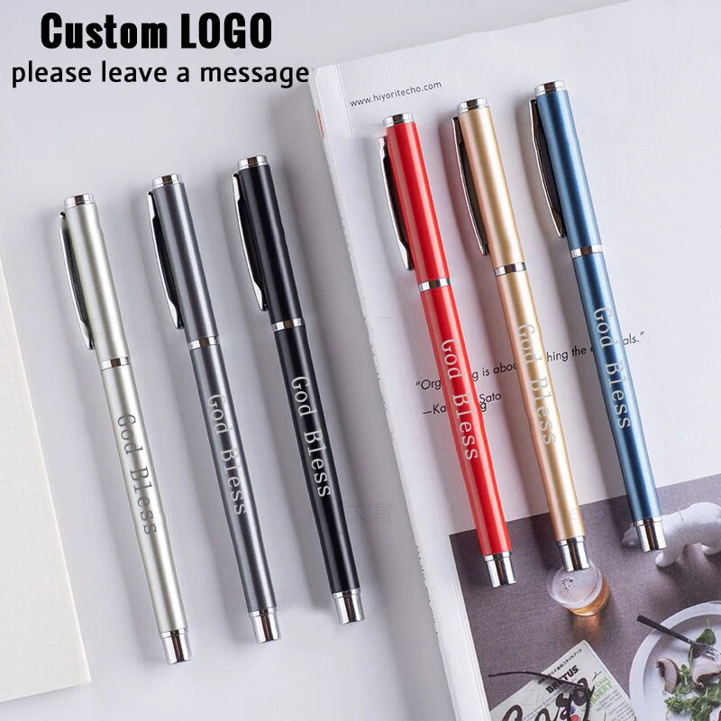 Simple Cute Ballpoint Pens Custom Logo Office Metal Signature Pen School Student Writing Stationery Wholesale and Retail