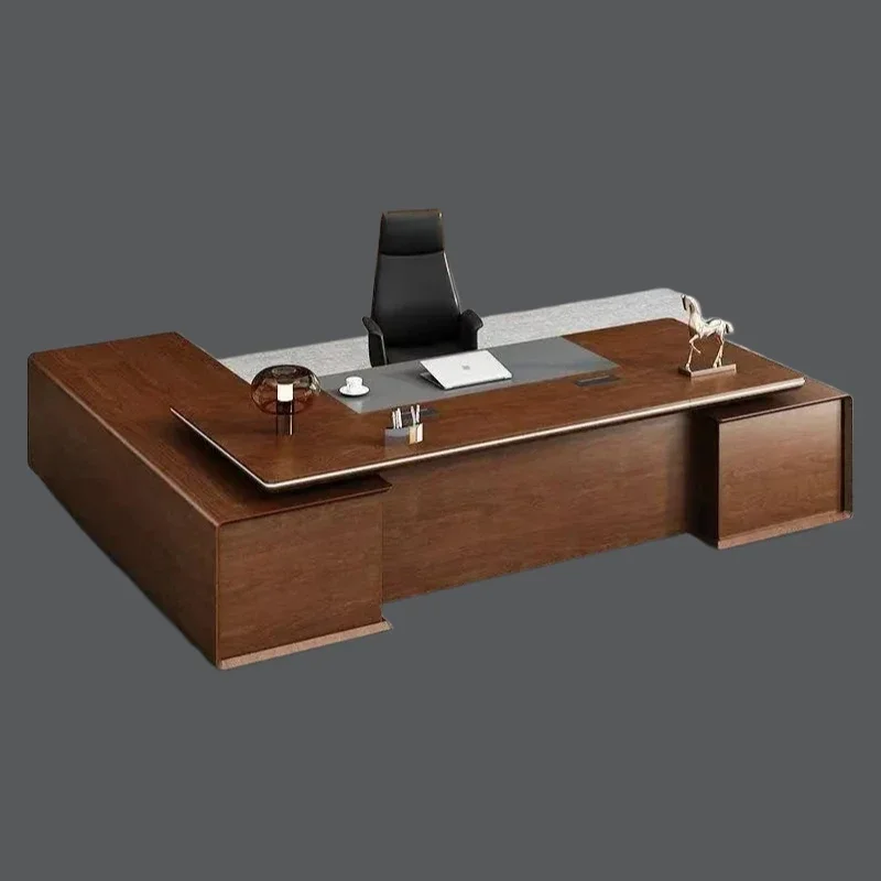 

Aahot Sale Large L Shaped OfficeTable Drawer Cabinet Asthetic Manager Office Desks Wooden Executive