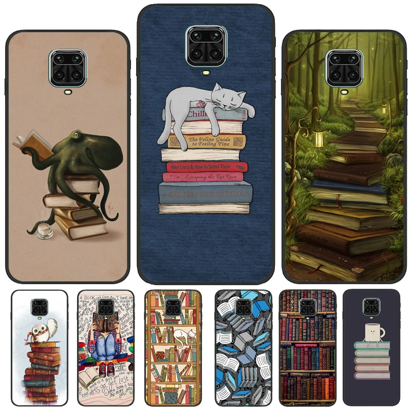 Read Books illustration Case For Xiaomi Redmi Note 12 Pro 8 9 10 11 Pro Note 12S 11S 10S 9S 9C 10A 10C 12C Cover