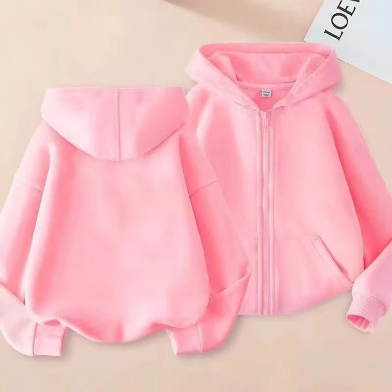 

Children Sweatshirt Top Pink Blue Red Gray Black White Sky blue purple khaki Zipper Style Hoodies Girls Boys 3-12Yrs Casual Coat