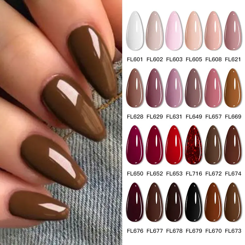 10 مللي عارية براون أحمر اللون هلام مسمار البولندية بريق قاعدة معطف فوقي UV LED هلام مسمار الفن ورنيش مانيكير شبه دائم مسمار الفن هلام #2