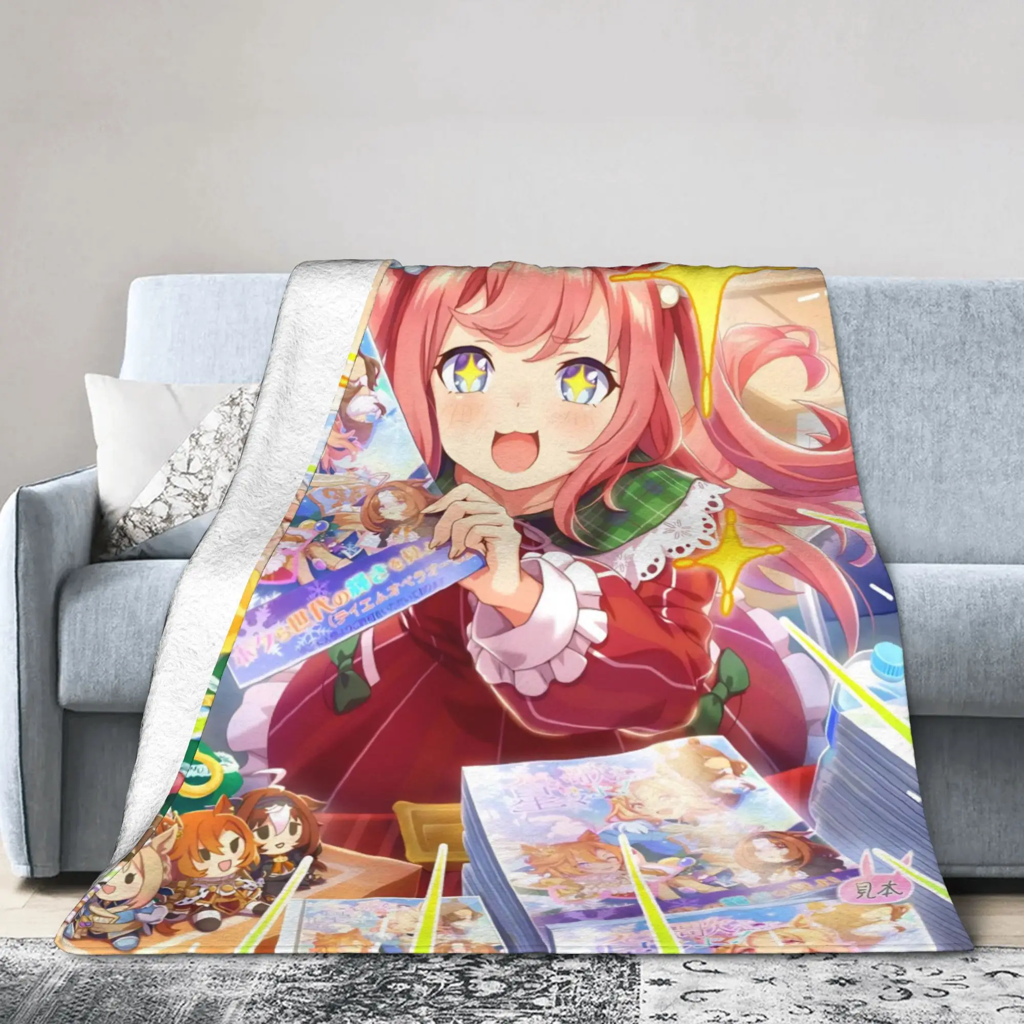 Umamusume Pretty Derby Cartoon Blanket Coral Fleece Plush Summer  Breathable Warm Throw Blankets for Bedding Travel Rug Piece