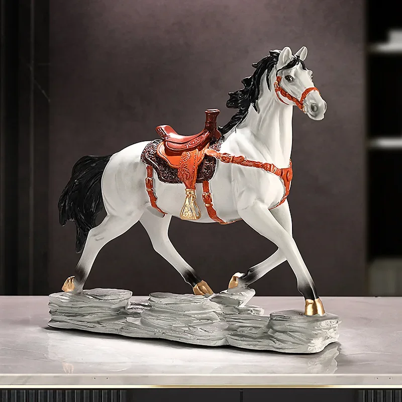 

X22Resin Handicrafts Simulation Animal Sculpture Retro Chinese-style Horse Horse Statue Decorative Figurines Home Decoration