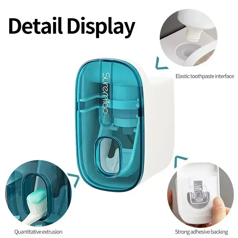 

1/2PCS Toothpaste Dispenser Bathroom Accessories Wall Mount Lazy Toothpaste Squeezer Toothbrush Holder
