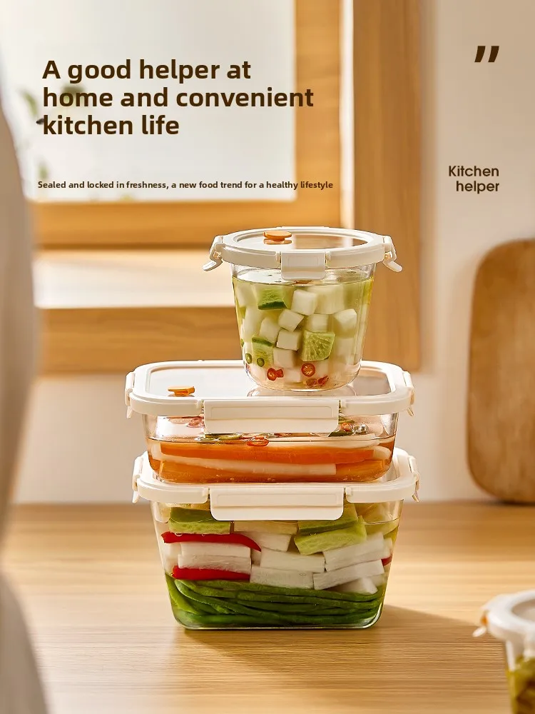 

Cilo Large Capaci Glass Kimchi Storage Container Food ade Sed Preservation Box Square ape Suitable for Freezer And...