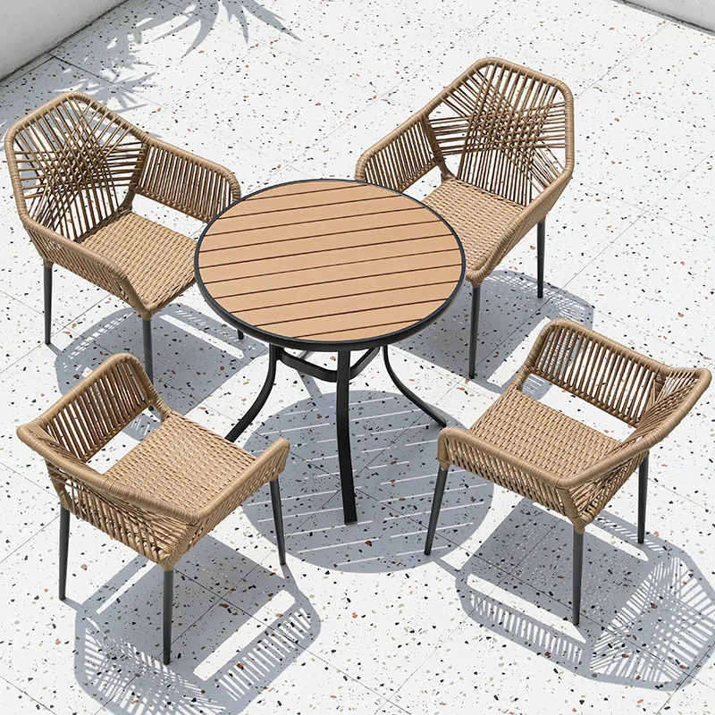 

Outside Table And Courtyard Garden Leisure Rattan Combination Outdoor Balcony Braided Rattan Table And