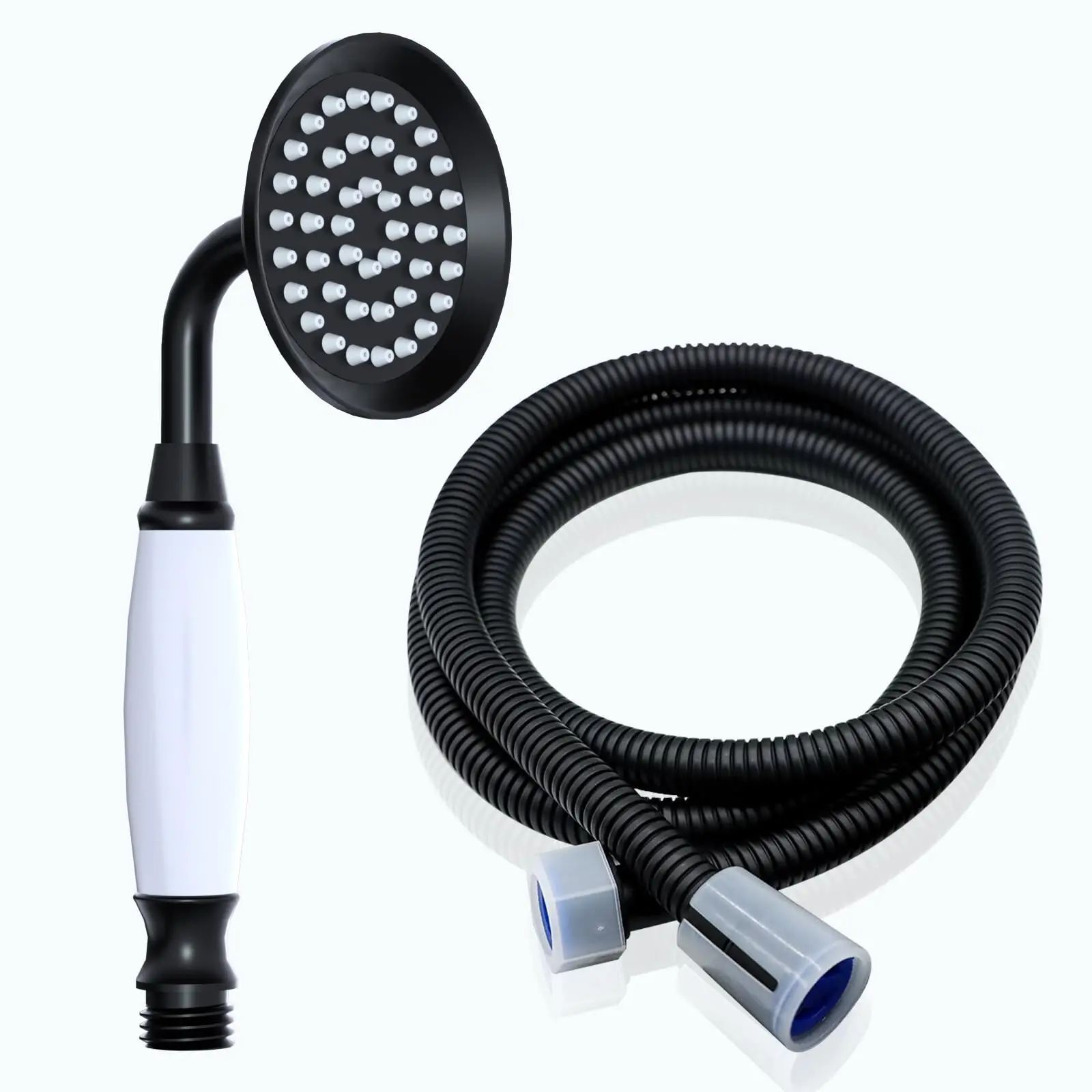 

Vintage Shaped Black Brass Shower Wand Hand-held Sprayer Shower Head Replacement, Ceramic Handle With 59 Inch Hose