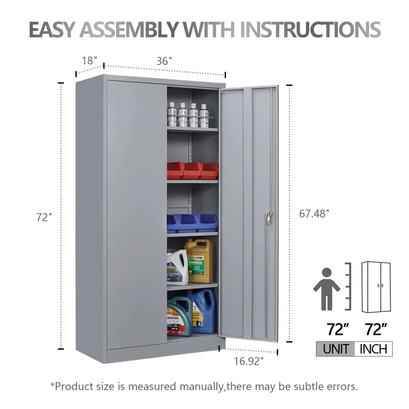 مخصص. خزانة تخزين معدنية مع 2 و 4 أرفف خزانة تخزين فولاذية قابلة للقفل مستودع جراج المكتب