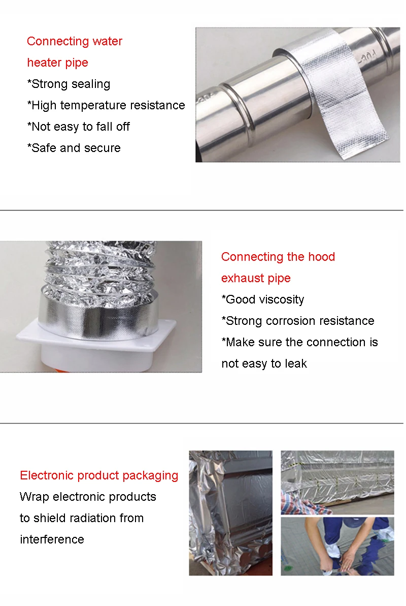 300mm Wide Thermal Resist Duct Repairs High Temperature Resistant Foil Adhesive Tape Useful Aluminium Foil Adhesive Sealing Tape