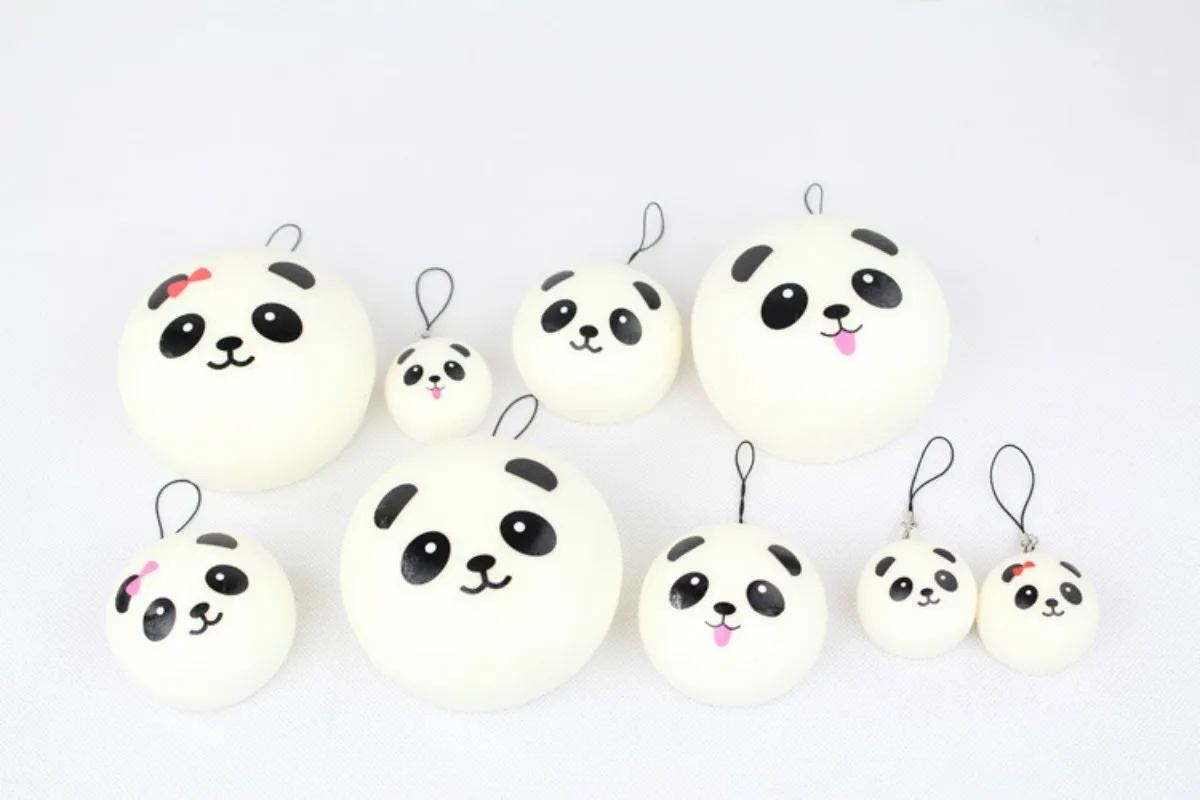 4CM 7CM 10CM 1pc Panda Squishy Kawaii Buns Bread Charms for Key Bag Cell Phone Straps Hot APE