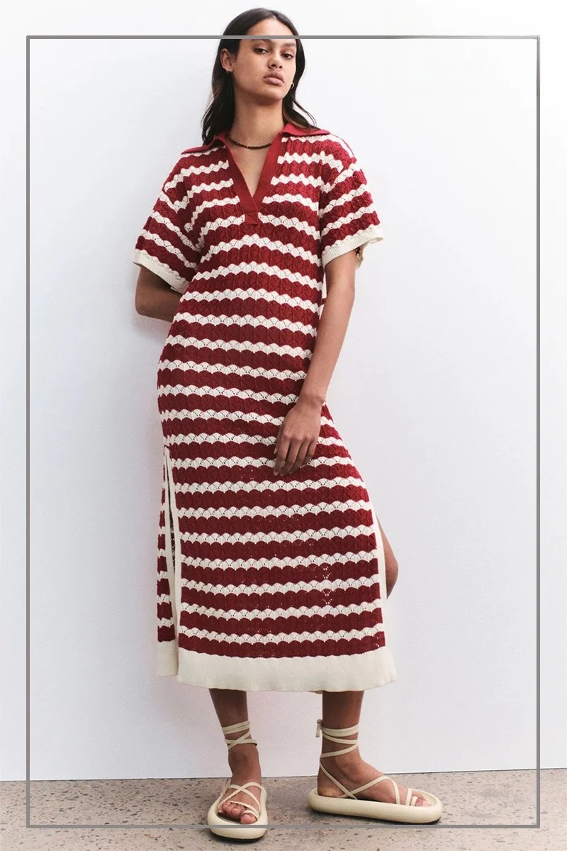 

Платье Shonajoy 23 в повседневном стиле с коротким рукавом, V-образным вырезом, волнистым полосатым узором, вязаное, с разрезом, 100% хлопок, для работы, простое, свободного кроя, с завышенной талией, весна...