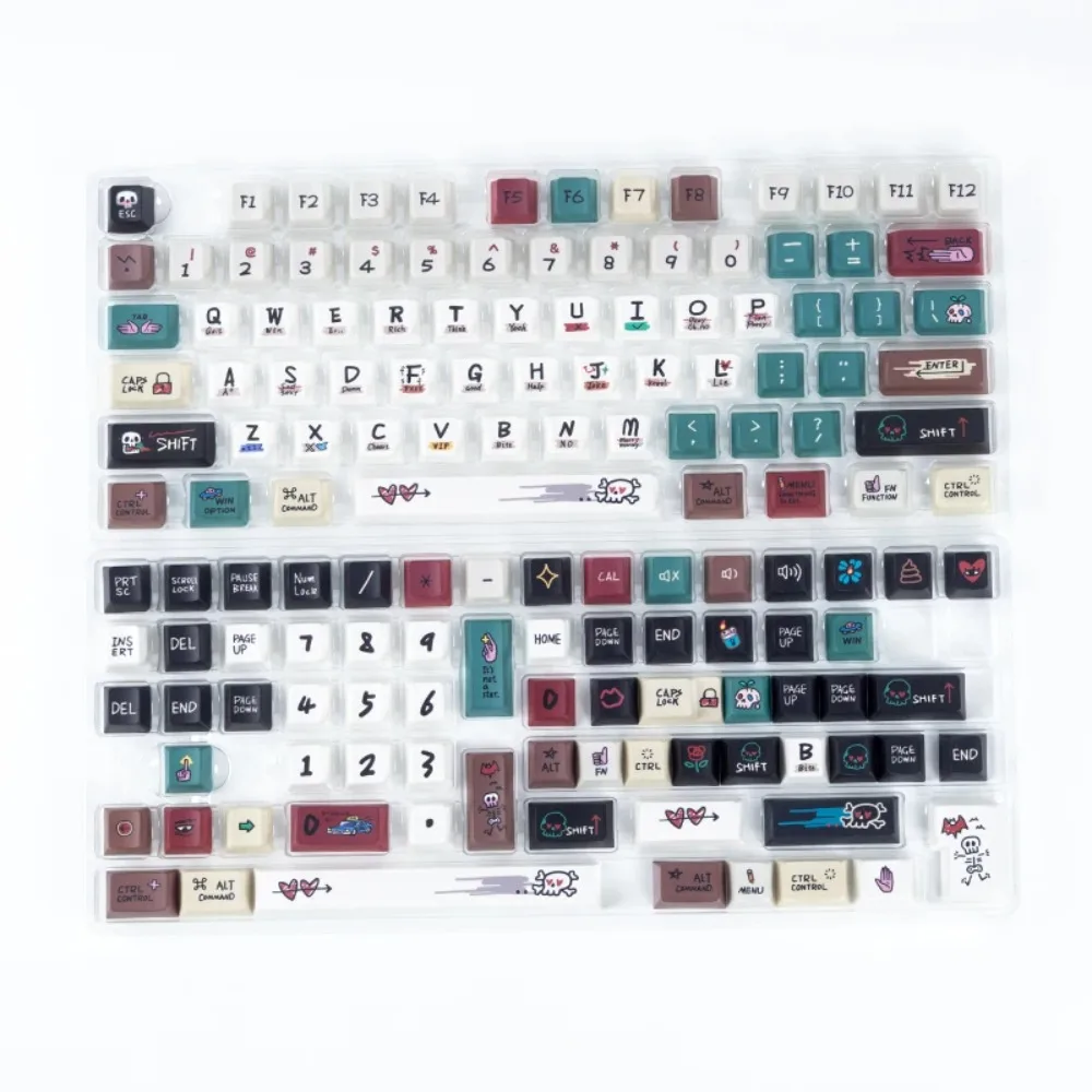 PIIFOX《Scrawl》Keycaps PBT Original Profile Height Five-sided Heat-sublimation 144 Keys Keyboard DIY Replacement Parts Accessory