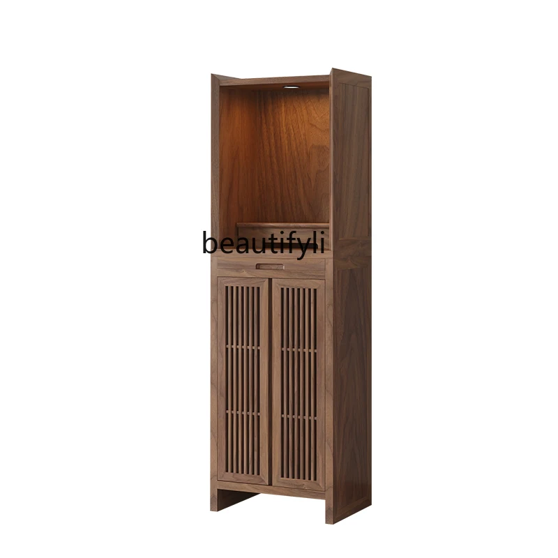 

Black walnut casket offering table Household offering cabinet Solid wood vertical cabinet Modern simplicity