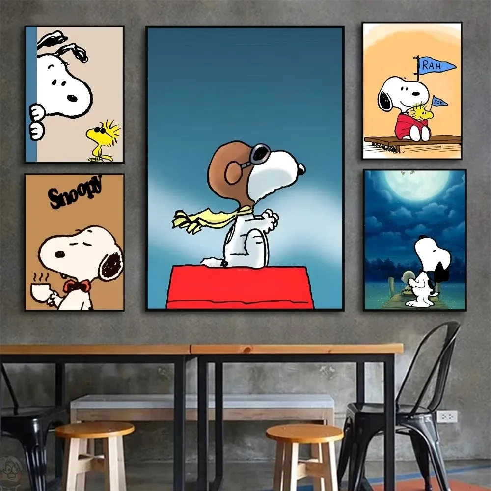 Poster Kawaii S-Snoopy Poster Paper Home Bedroom Entrance Bar Cafe Art Painting Decoration