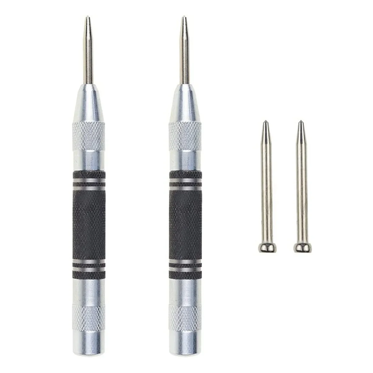 #648D Automatic Center Punch Locator Window Breaker Woodworking Punch Metal Drill Tool Automatic Punch Hand Tools (Silver)