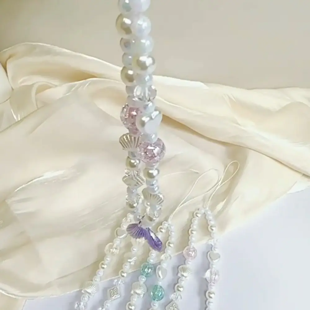 

Jewelry Gift Fish Tail Bead Phone Chain Shell Pearl Mobile Phone Lanyard Decoration Pendant Cell Phone Strap Woman Girl