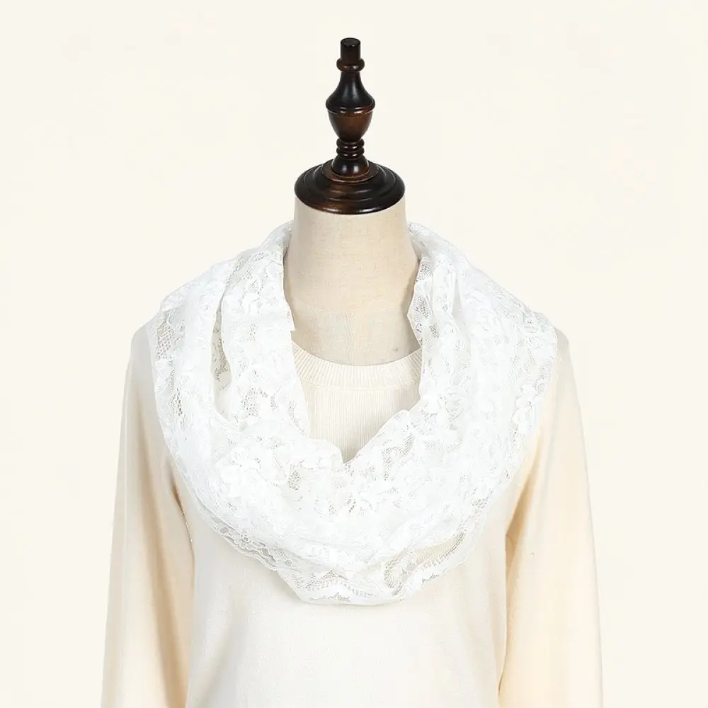 Fashion Lace Triangle Scarf Women Hollow Out Headwrap Elegant Black White Spring Summer Shawl Breathable Neck Wrap