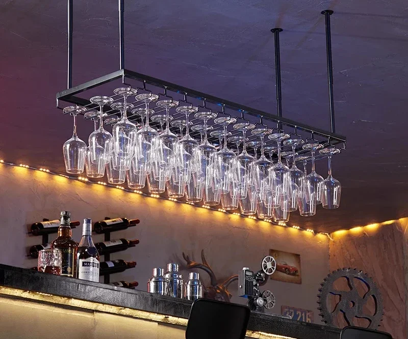 Wine glass holder Wrought iron hanging goblet shelf Creative household simple storage upside down