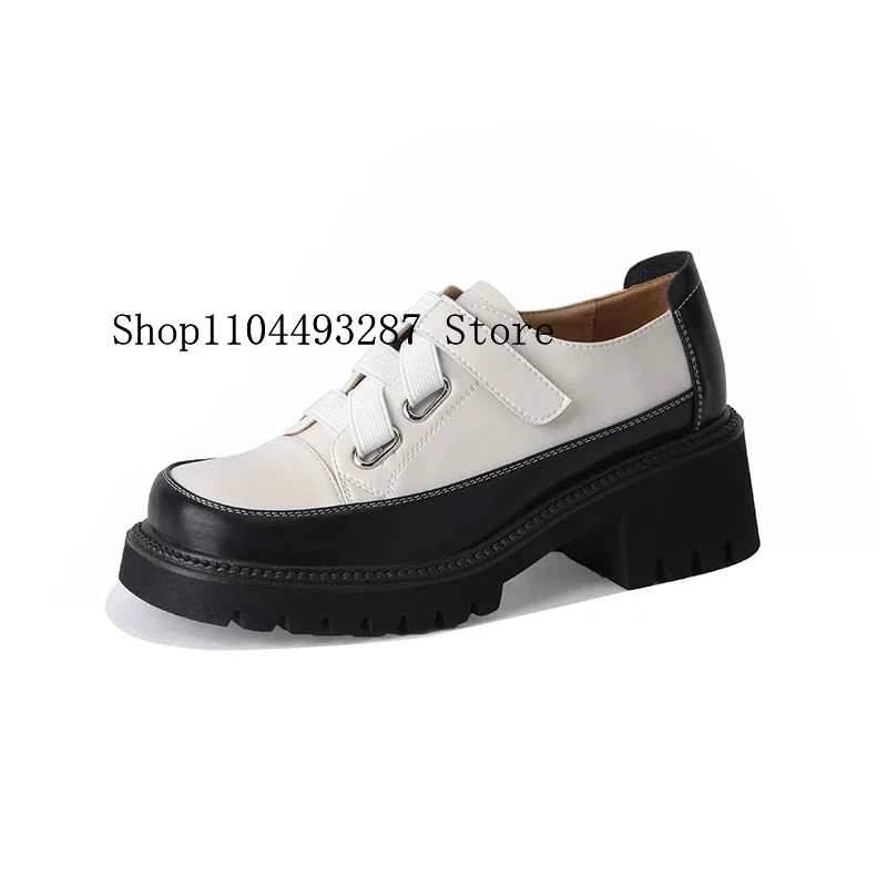 Platform Thick Heels Fashion Single Loafers Shoes Women 2023 Spring New British Style Retro JK Uniform Shoe Lolita Square Head