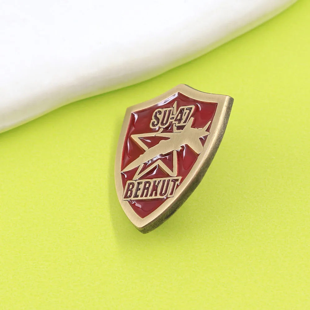 Su-47 Burke Kampfjet Schildförmiger Anstecker Vintage Militärjet Brosche Luftfahrt-Abzeichen für Rucksäcke und Kleidung Sammlerstück Geschenk – Detail 10
