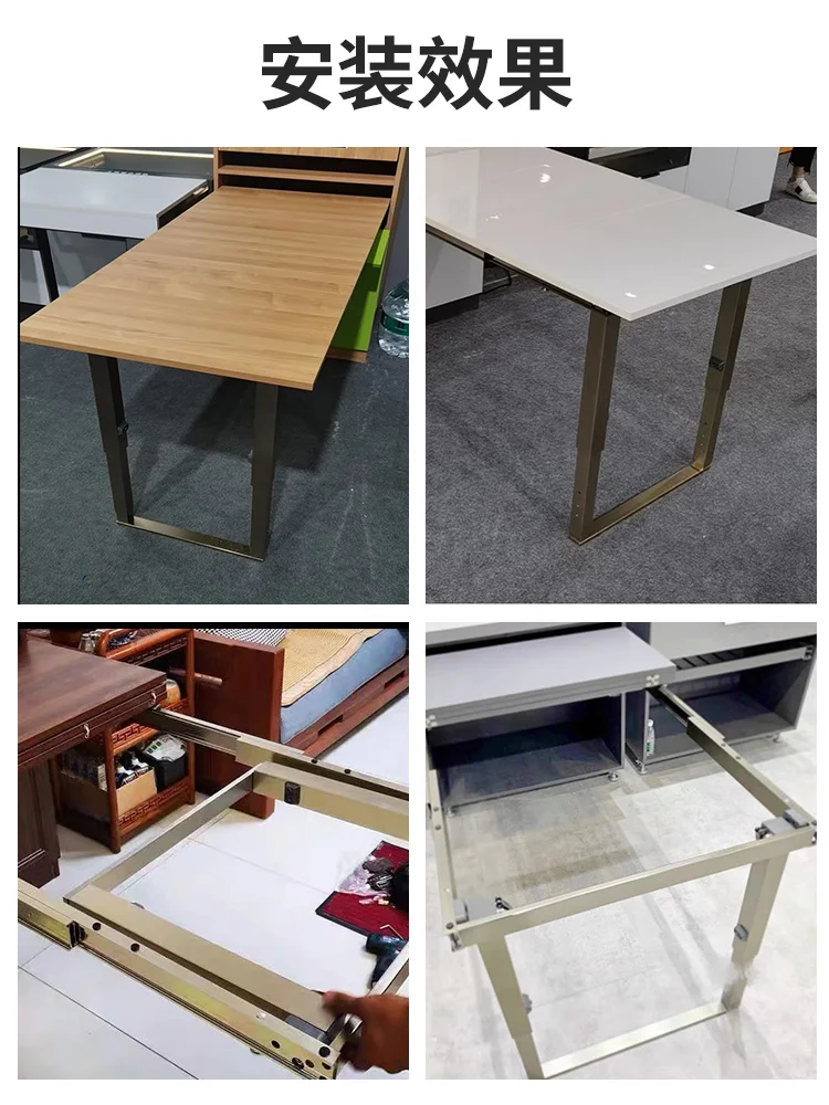 Imagem -04 - Deslize da Mesa Lateral da Cozinha da Gaveta Escondida Trilha de Várias Seções Impulso Plano com Pés Dobramento Invisível Retire o Trilho de Mesa