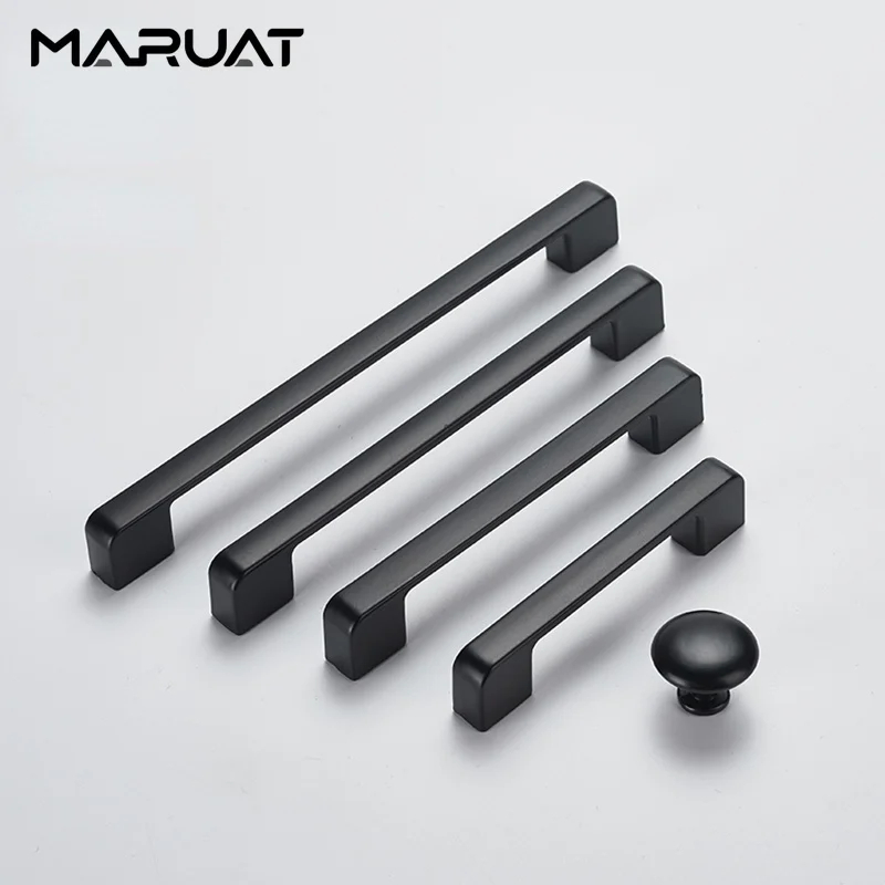 Black 96/128mm Kitchen Cupboard Pulls Modern American Cabinet Handle Solid Aluminum Alloy Drawer Knobs Bathroom Furniture Handle