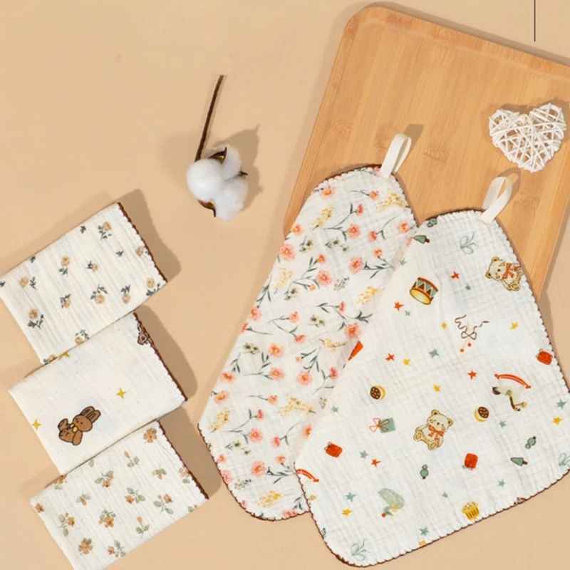 

Детская мягкая и Абсорбирующая хлопчатобумажная ткань, большая хлопчатобумажная ткань с милым рисунком для новорожденных, полотенце для лица для мальчиков и девочек