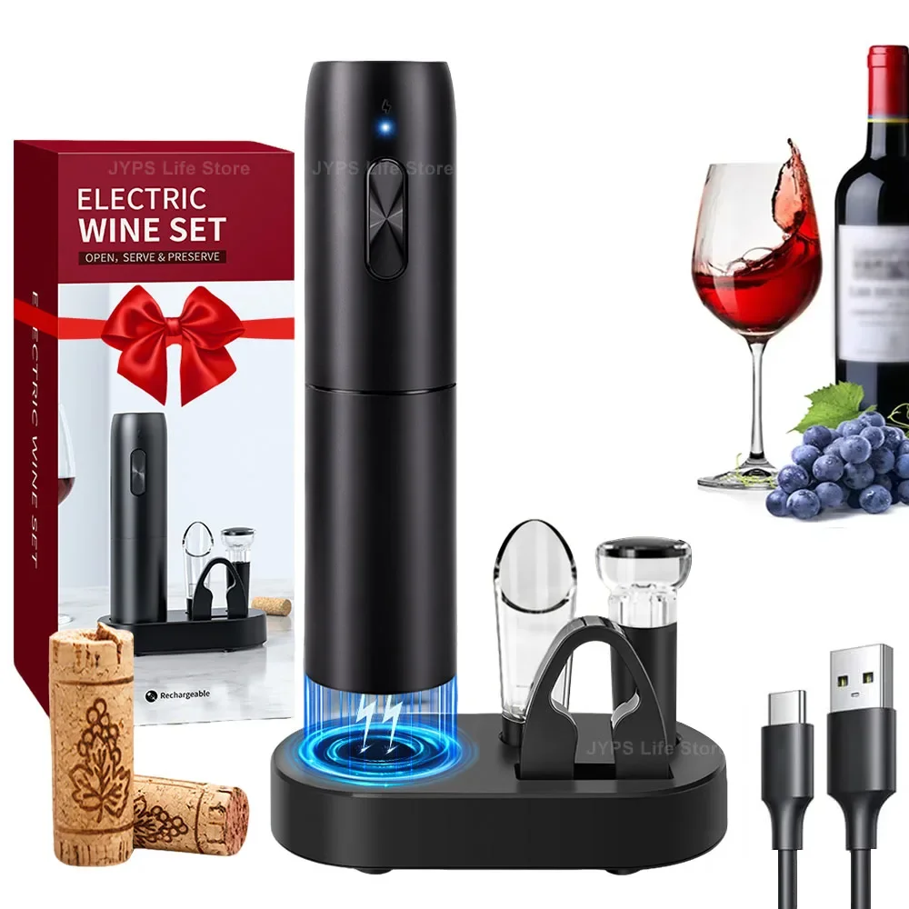 5 In1 Electric Wine Opener USB Rechargeable Wine Corkscrew One-click Button Automatic Bottle Opener For Party Wine Accessories