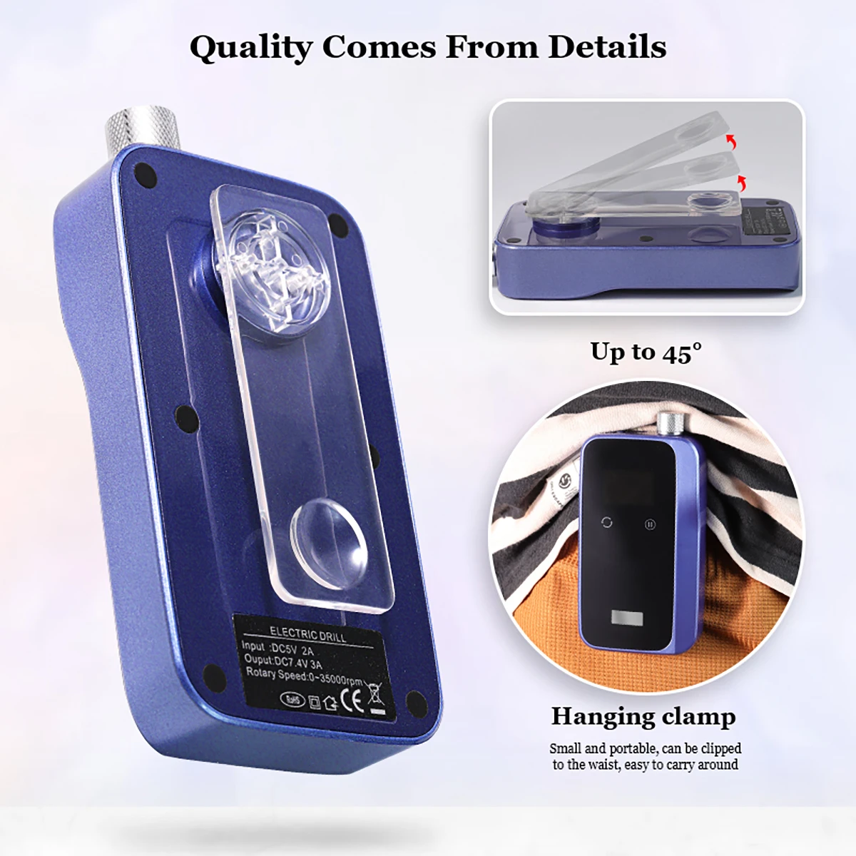 Portable Electric Nail Drill Rig Display Nail Grinder, Low Noise Professional Nail Polish Grinder Nail Accessories Set