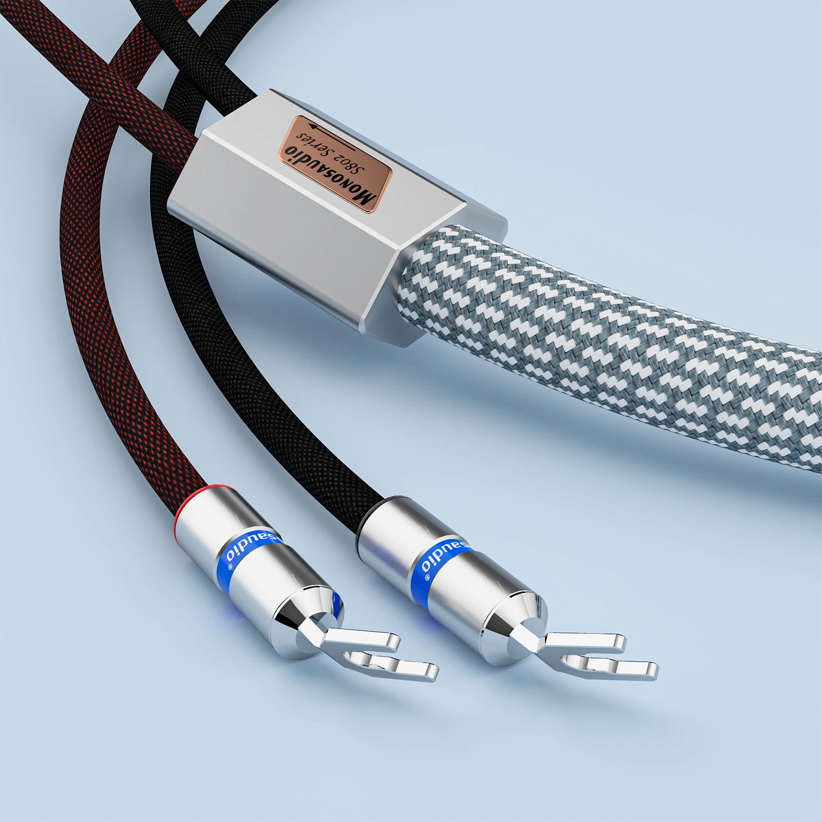 Paar Monosaudio S802 11AWG Lautsprecherkabel mit Rhodium-Beschichtung und Y-Spade-Steckern für Heimkino und High-End-Verstärker – Detail 11