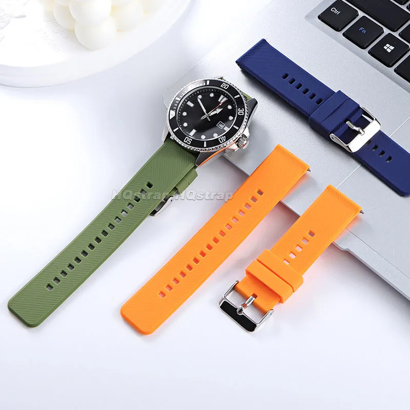 18 ミリメートル 19 ミリメートル 20 ミリメートル 21 ミリメートル 22 ミリメートルシリコン時計バンドゴム防水ストラップクイックリリース交換ブレスレットスポーツソフトリストバンド
