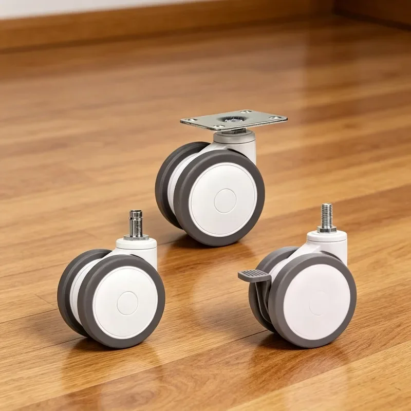 4 Pcs 2‘’/3‘’ Equipment Casters White Double-piece Universal Wheels Various Wheels Pulley Wheel Table Chair Heavy Duty