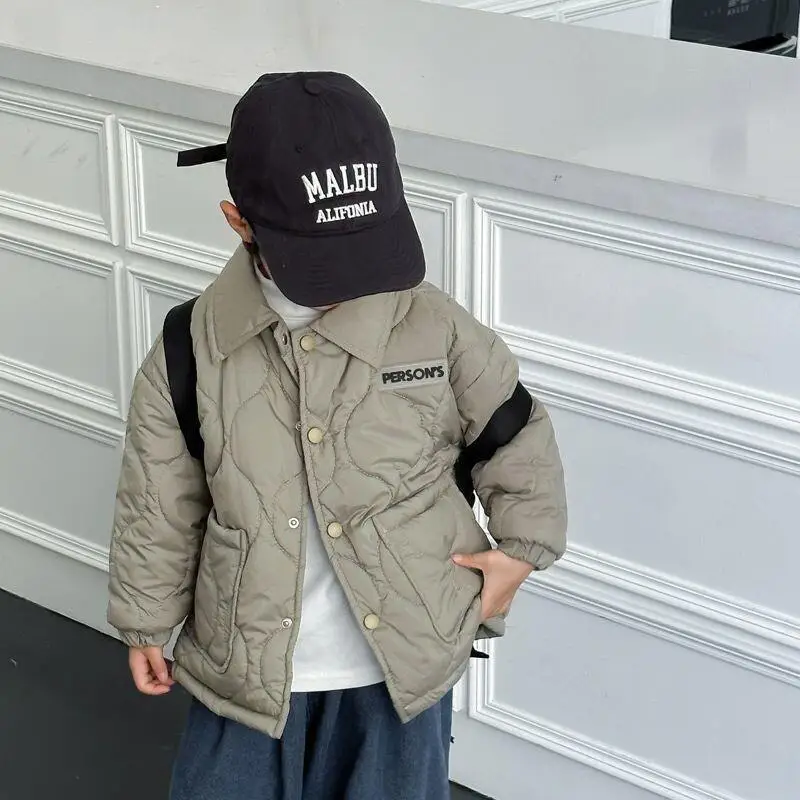 Korean Version Loose Jacket Medium Baby's Small Inner Lining Kawaii Casual Coat Tops Autumn Winter Boys' Cotton Kids Girls Child