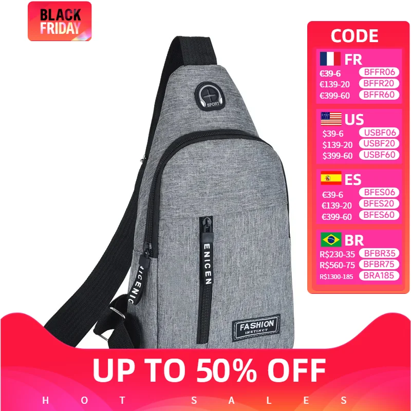 Bolsa multifuncional masculina de peito, bolsa mensageiro impermeável, pano oxford, estilo coreano, bolsa de ombro casual, tendência da moda, nova, 2024