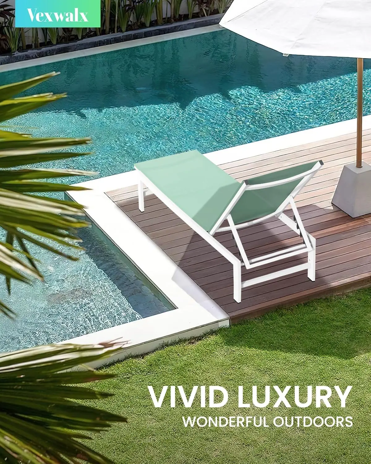 Pool Lounge Chairs Set of 2, Aluminum Lounge Chair Outdoor with 5-Position Recliner, Patio Chaise Lounge Outdoor, Customized