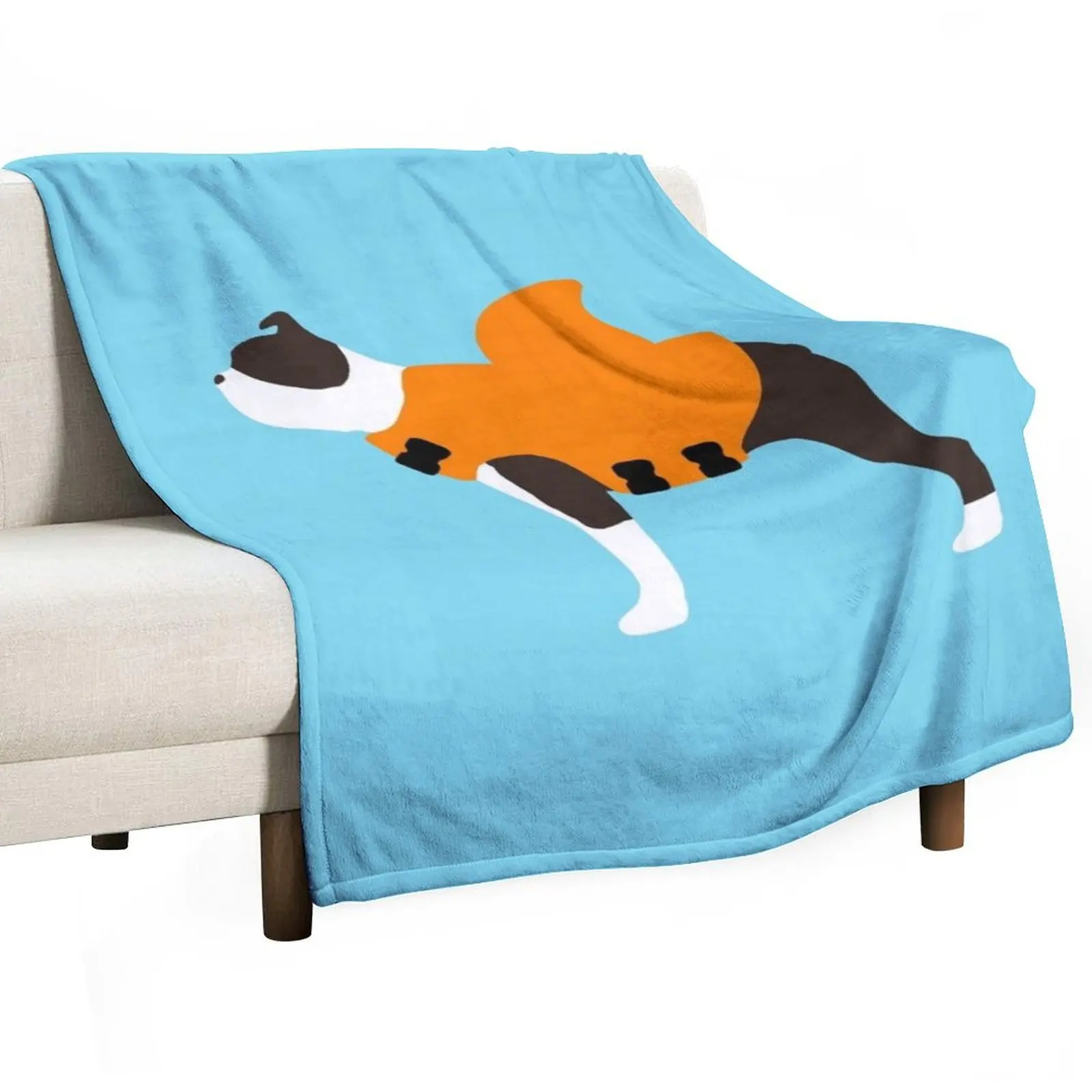 

Brown Dog in Shark Life Jacket Orange Throw Blanket Shaggy for sofa Blankets