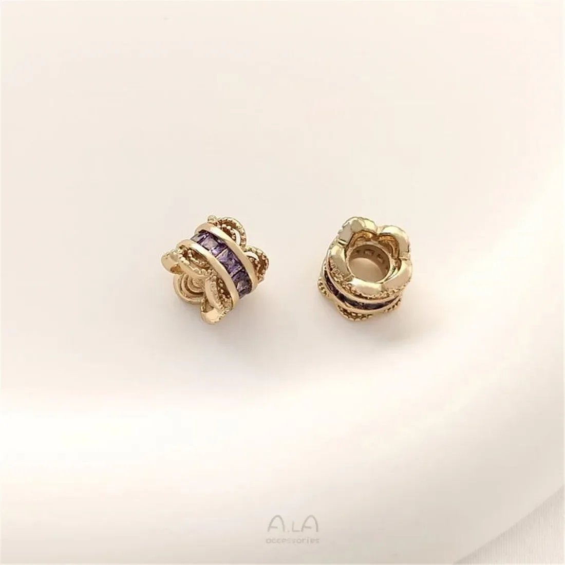 

1 шт., 14-каратное золото, инкрустированное циркониевым кружевом, двусторонний держатель для цветов, жемчужные бусины своими руками, ювелирные аксессуары ручной работы