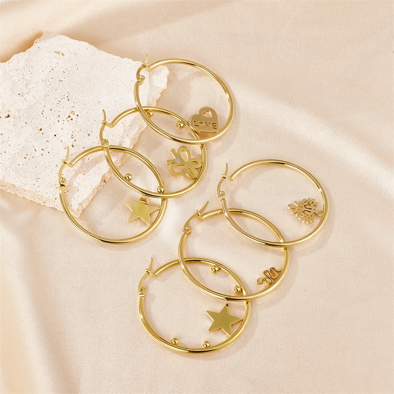 New Ins Style Titanium Steel Hoop Earrings Women's Fashion Simple Gold-plated Stainless Steel C-shaped Earrings Jewelry