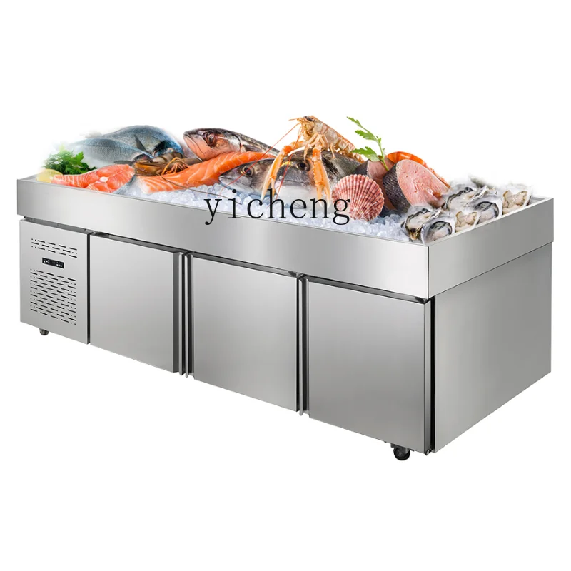 XL Seafood Ice Table Buffet Barbecue Hot Pot Open-End Refrigeration Ice Tank Dual-Temperature Freezer