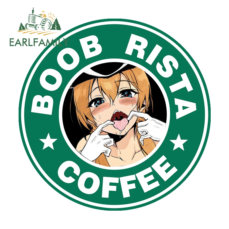 EARLFAMILY Coffee Girl Hentai NSFW аниме автомобильная наклейка Ahegao Loli виниловая индивидуальная наклейка на лобовое стекло на холодильник гоночные граффити