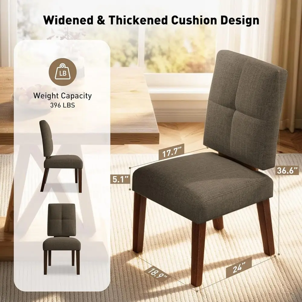 Wooden Dining Chairs Set o 4, Dining Room Chairs with Wood Legs, Cloud-Like Cushion & Reinorcement Structure Design or Kitchen/L